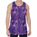 Dark Purple Hawaiian Tropical Print Men's Velvet Tank Top