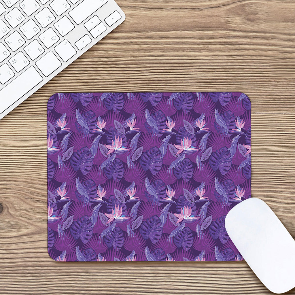 Dark Purple Hawaiian Tropical Print Mouse Pad