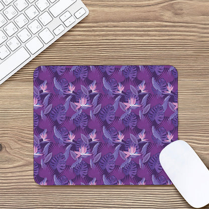 Dark Purple Hawaiian Tropical Print Mouse Pad