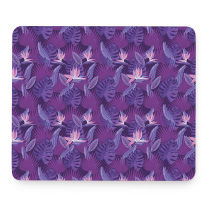 Dark Purple Hawaiian Tropical Print Mouse Pad