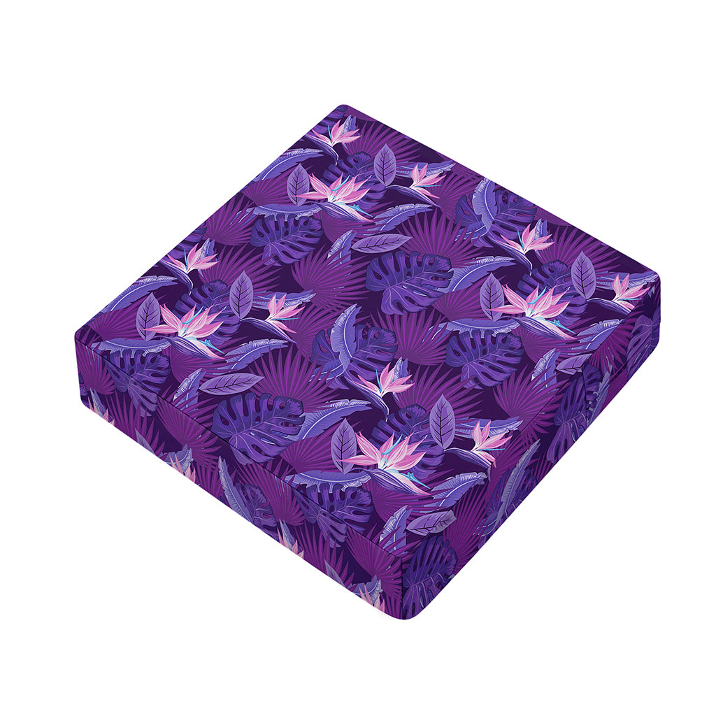 Dark Purple Hawaiian Tropical Print Outdoor Seat Cushion Cover