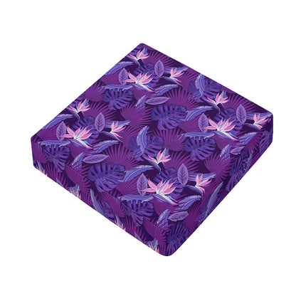 Dark Purple Hawaiian Tropical Print Outdoor Seat Cushion Cover
