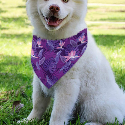 Dark Purple Hawaiian Tropical Print Over The Collar Dog Bandana