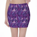 Dark Purple Hawaiian Tropical Print Pencil Mini Skirt