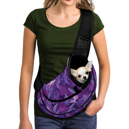 Dark Purple Hawaiian Tropical Print Pet Sling Carrier