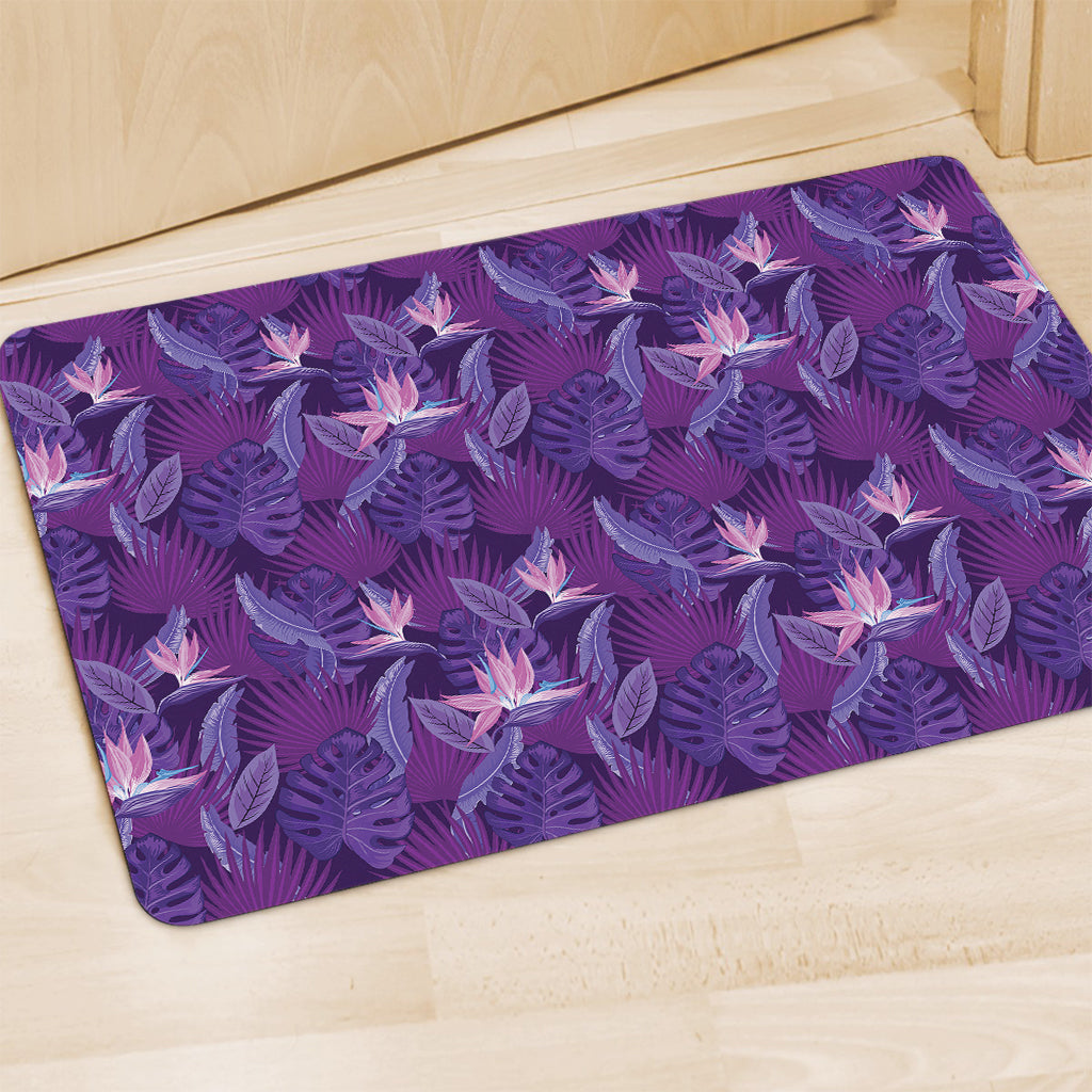 Dark Purple Hawaiian Tropical Print Polyester Doormat