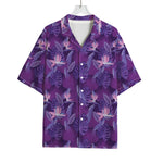Dark Purple Hawaiian Tropical Print Rayon Hawaiian Shirt