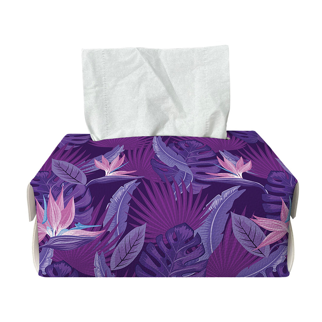 Dark Purple Hawaiian Tropical Print Rectangle Tissue Box Cover
