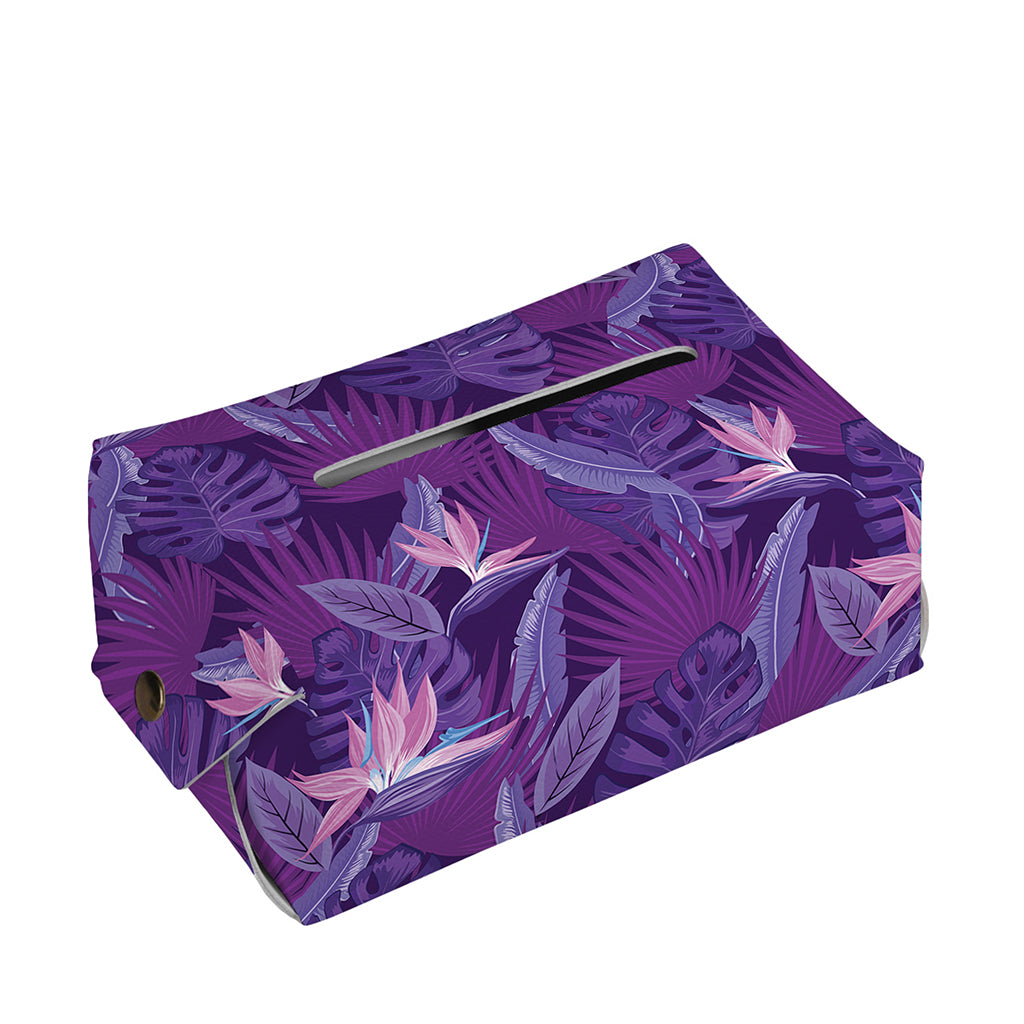 Dark Purple Hawaiian Tropical Print Rectangle Tissue Box Cover