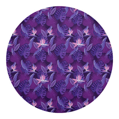 Dark Purple Hawaiian Tropical Print Round Blanket
