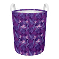 Dark Purple Hawaiian Tropical Print Round Laundry Basket