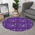 Dark Purple Hawaiian Tropical Print Round Rug