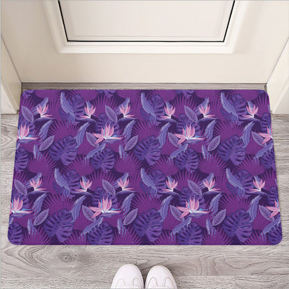 Dark Purple Hawaiian Tropical Print Rubber Doormat