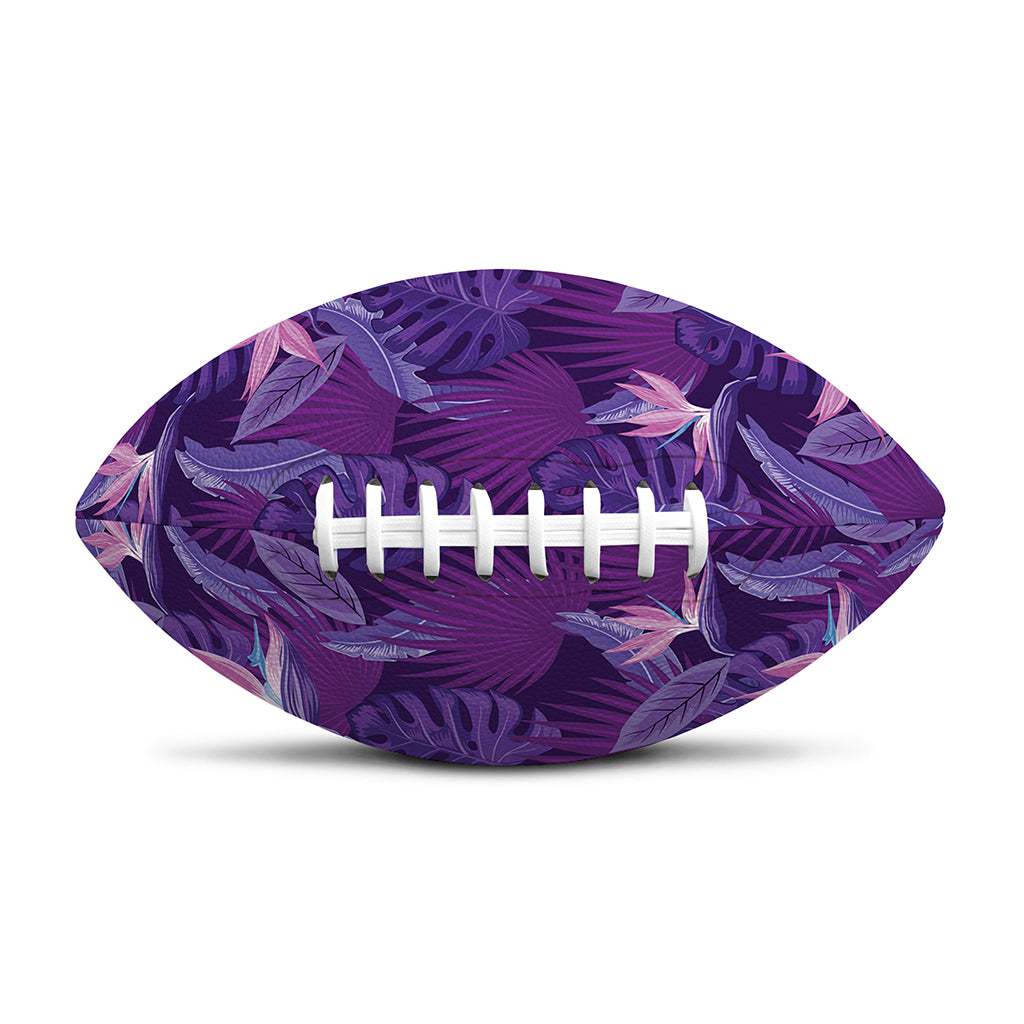Dark Purple Hawaiian Tropical Print Rugby Ball