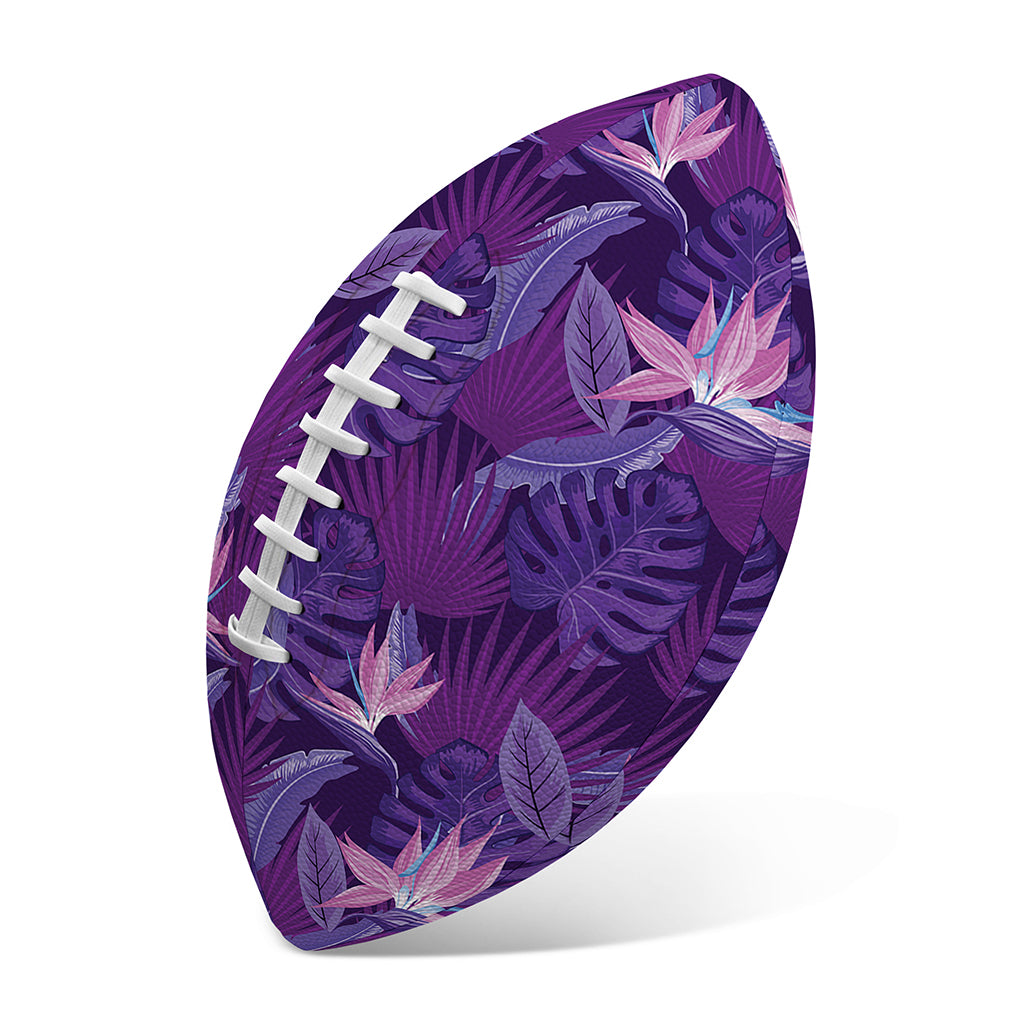 Dark Purple Hawaiian Tropical Print Rugby Ball