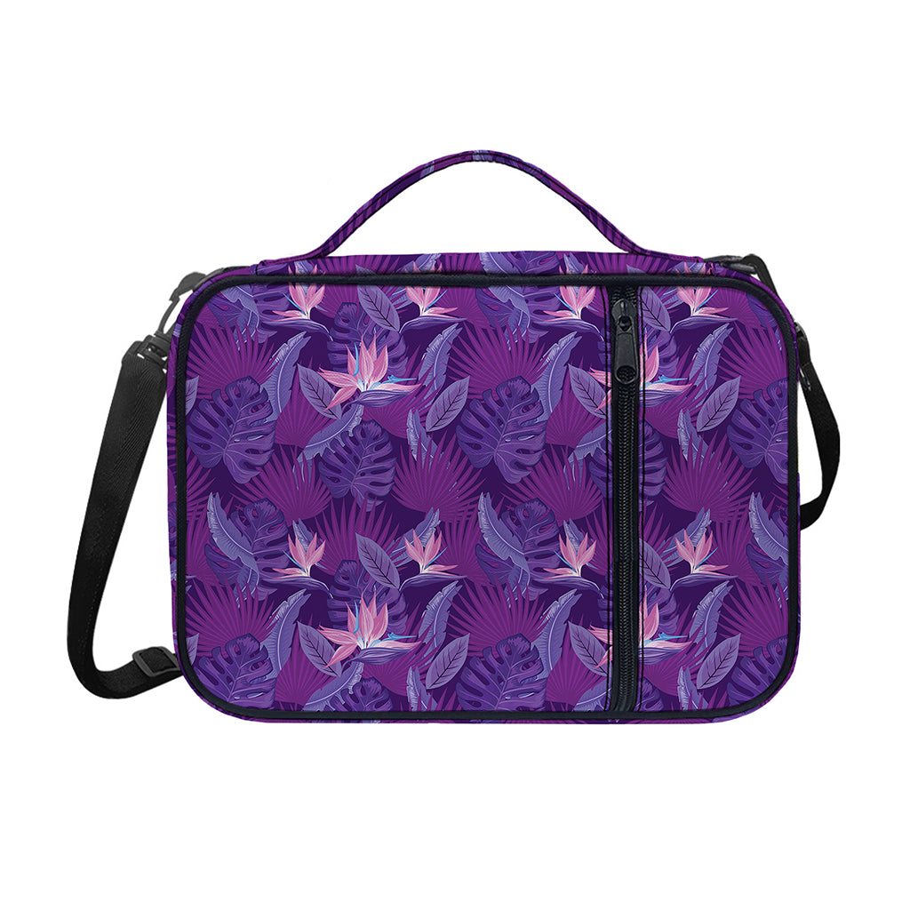 Dark Purple Hawaiian Tropical Print Shoulder Strap Bible Bag
