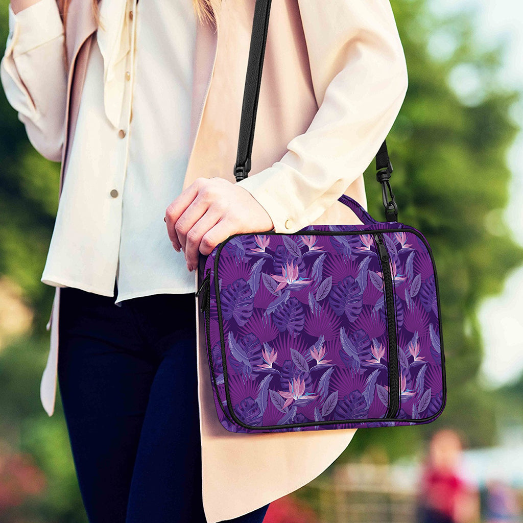 Dark Purple Hawaiian Tropical Print Shoulder Strap Bible Bag