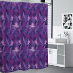 Dark Purple Hawaiian Tropical Print Shower Curtain