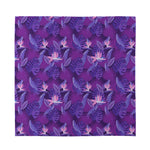 Dark Purple Hawaiian Tropical Print Silk Bandana