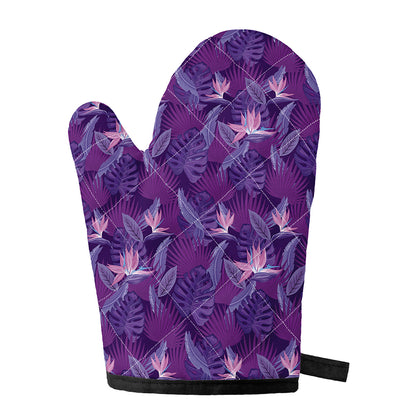 Dark Purple Hawaiian Tropical Print Single Oven Mitt