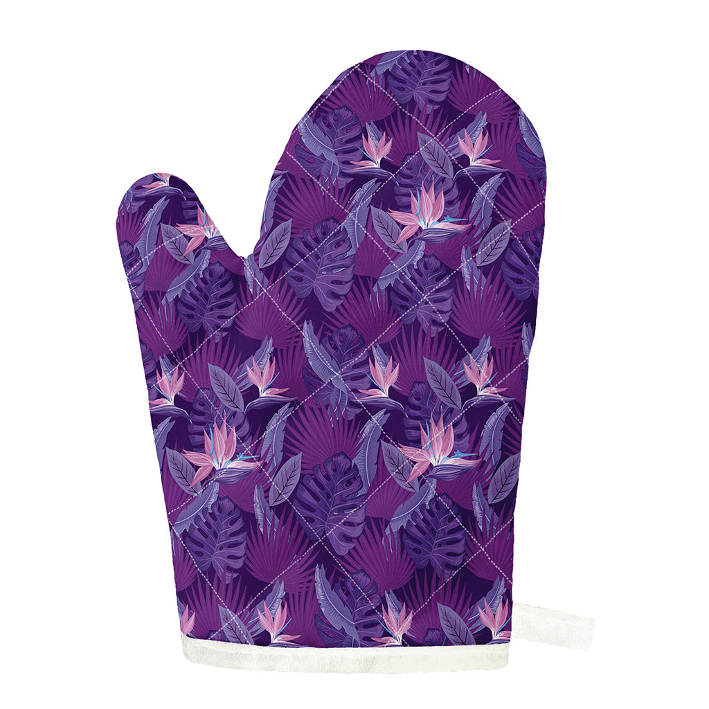 Dark Purple Hawaiian Tropical Print Single Oven Mitt