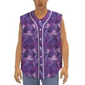 Dark Purple Hawaiian Tropical Print Sleeveless Baseball Jersey
