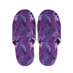 Dark Purple Hawaiian Tropical Print Slippers