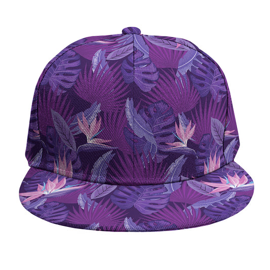 Dark Purple Hawaiian Tropical Print Snapback Cap