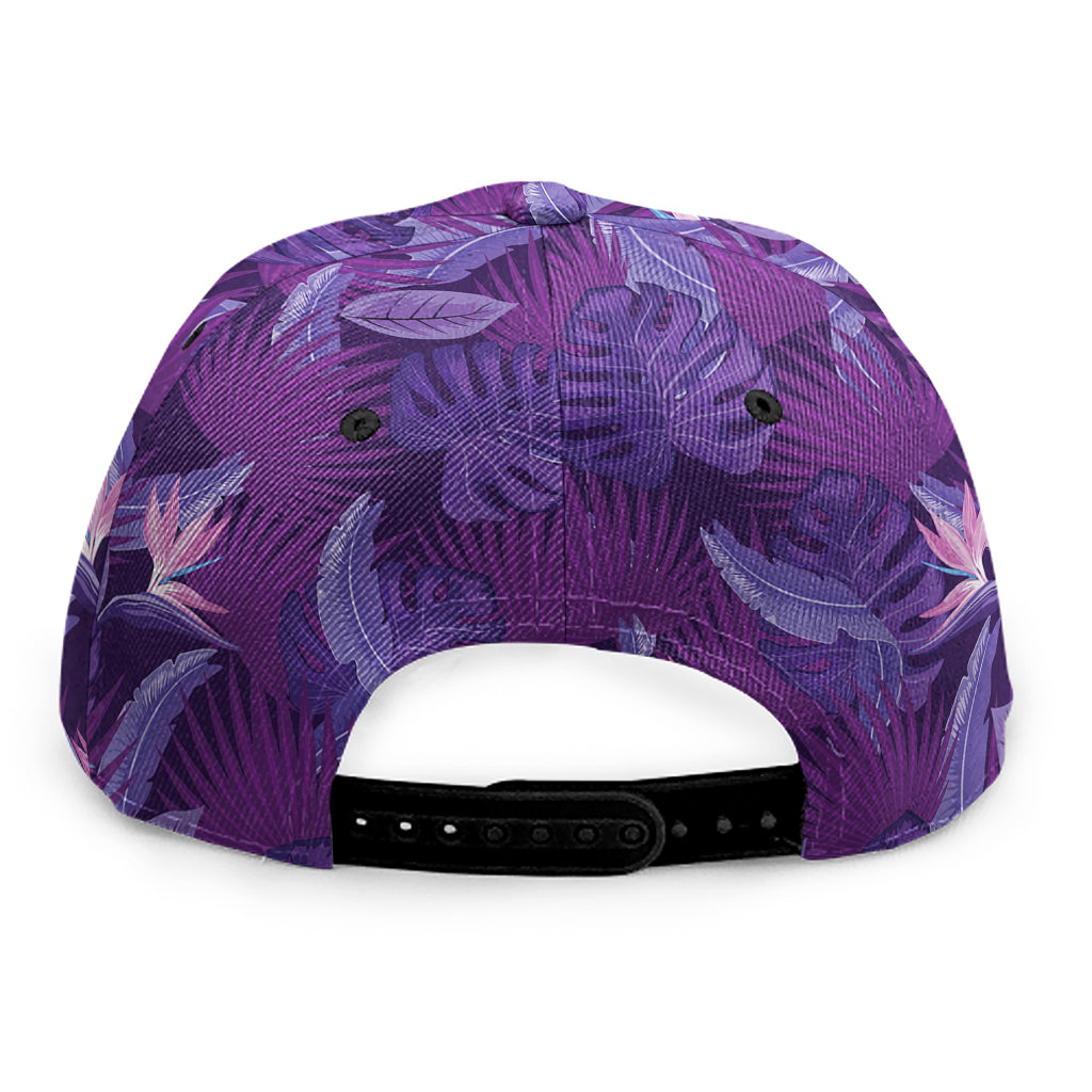 Dark Purple Hawaiian Tropical Print Snapback Cap