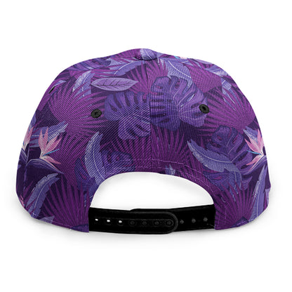 Dark Purple Hawaiian Tropical Print Snapback Cap
