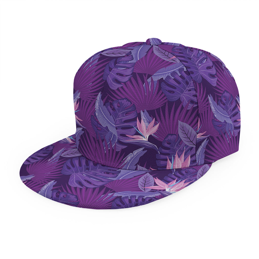 Dark Purple Hawaiian Tropical Print Snapback Cap