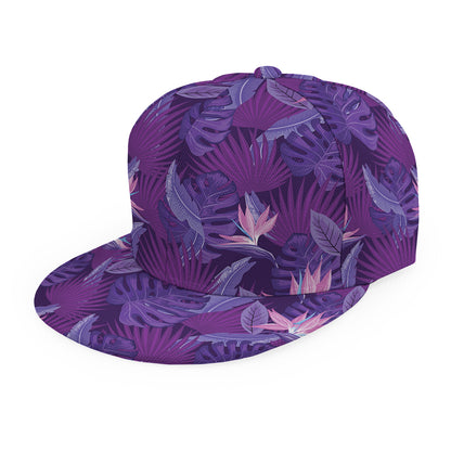 Dark Purple Hawaiian Tropical Print Snapback Cap