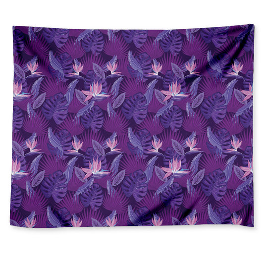 Dark Purple Hawaiian Tropical Print Tapestry