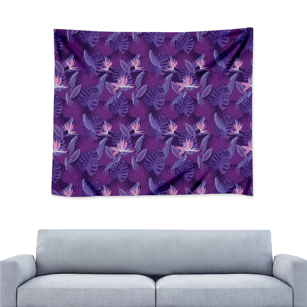 Dark Purple Hawaiian Tropical Print Tapestry