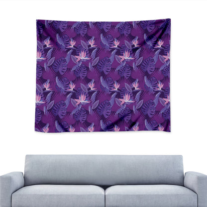 Dark Purple Hawaiian Tropical Print Tapestry