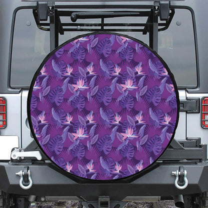Dark Purple Hawaiian Tropical Print Tire Cover