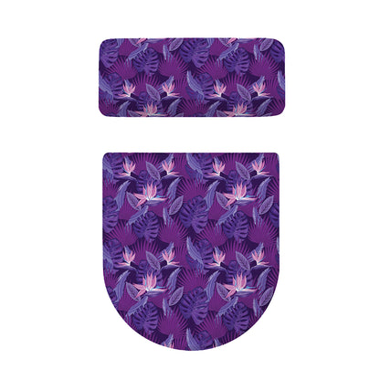 Dark Purple Hawaiian Tropical Print Toilet Lid And Tank Cover Set