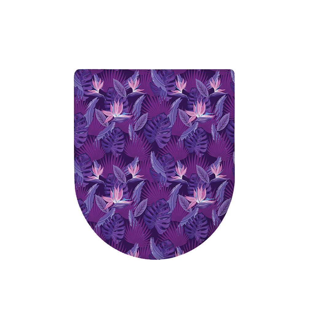 Dark Purple Hawaiian Tropical Print Toilet Lid Cover