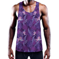 Dark Purple Hawaiian Tropical Print Men's Workout Tank Top