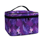 Dark Purple Hawaiian Tropical Print Travel Makeup Bag