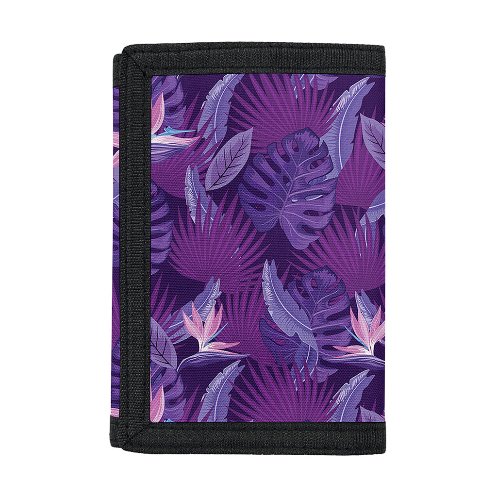 Dark Purple Hawaiian Tropical Print Trifold Wallet