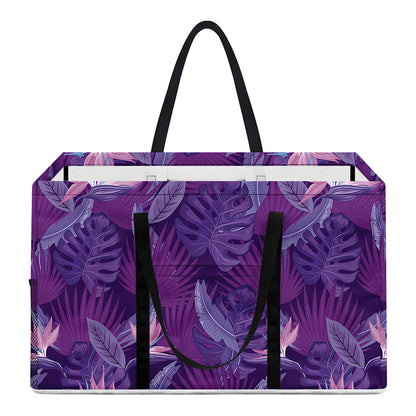 Dark Purple Hawaiian Tropical Print Utility Tote Bag