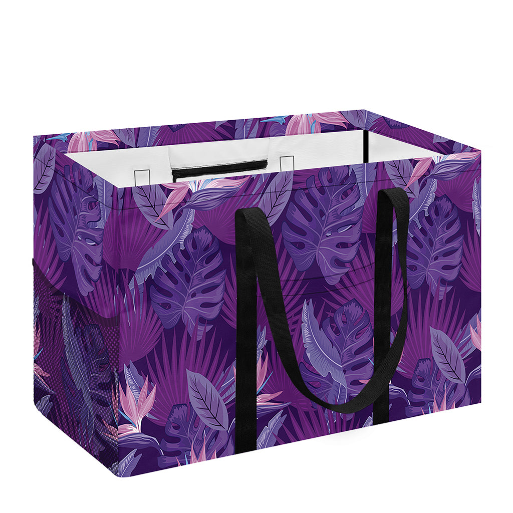 Dark Purple Hawaiian Tropical Print Utility Tote Bag