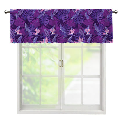 Dark Purple Hawaiian Tropical Print Window Valance