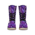 Dark Purple Hawaiian Tropical Print Winter Boots