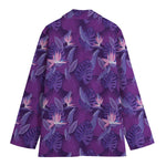 Dark Purple Hawaiian Tropical Print Women's Blazer
