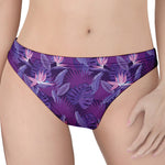 Dark Purple Hawaiian Tropical Print Women's Thong