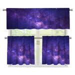 Dark Purple Milky Way Galaxy Space Print 3 Piece Kitchen Curtains