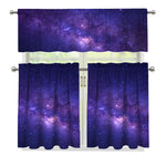 Dark Purple Milky Way Galaxy Space Print 3 Piece Kitchen Curtains