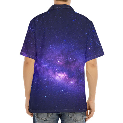 Dark Purple Milky Way Galaxy Space Print Aloha Shirt